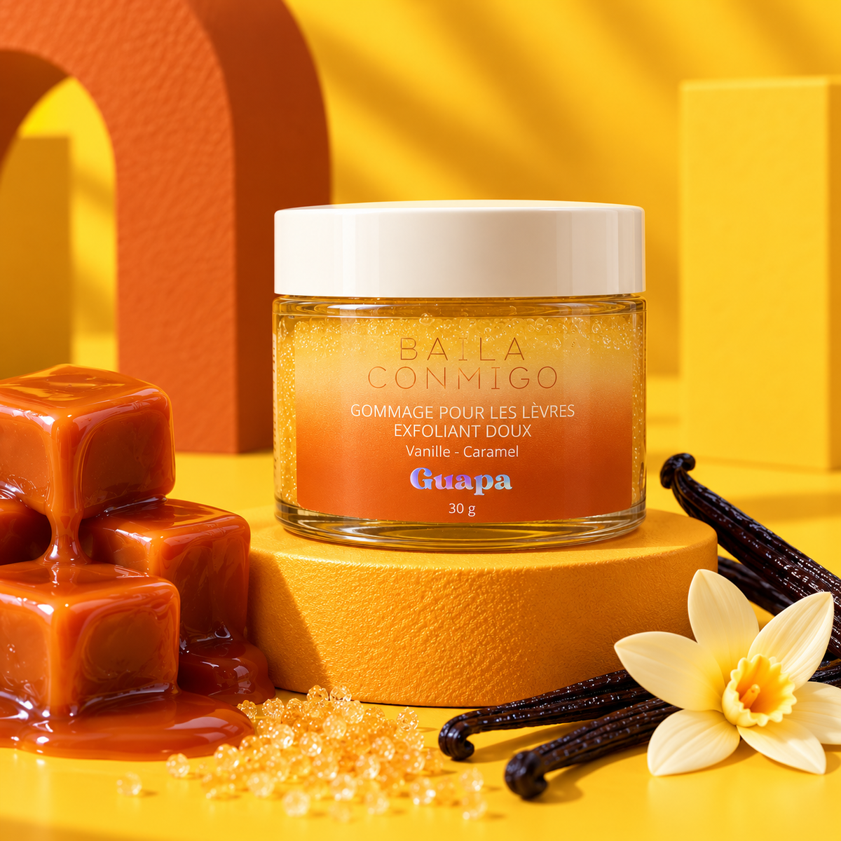 Gommage Lèvres Vanille Caramel GUAPA – Exfoliant Doux 30 g