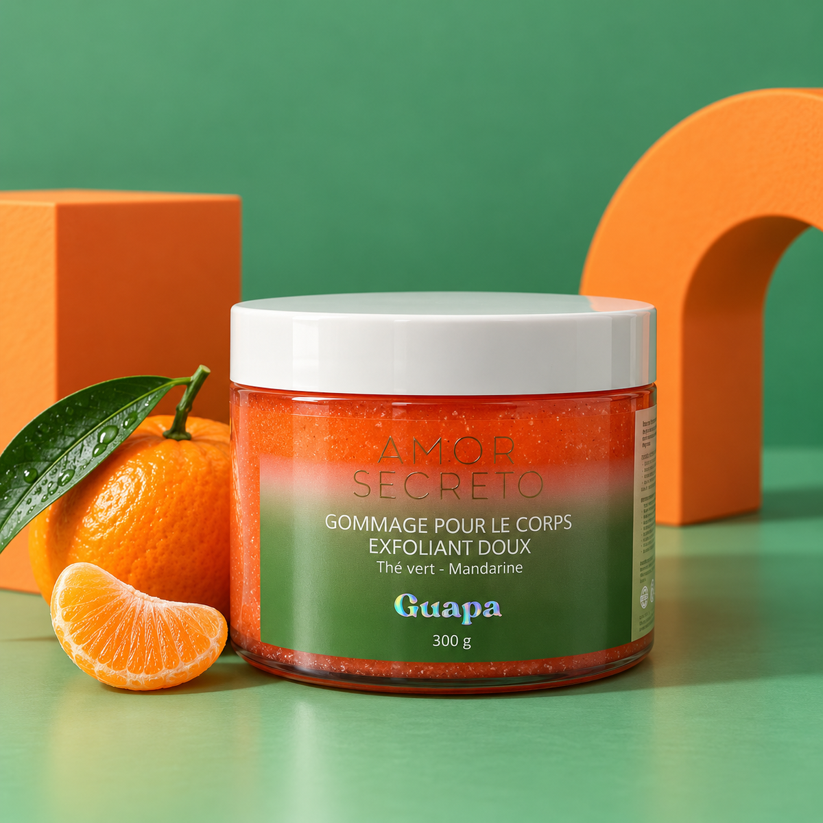 Trio Piel Suave Thé Vert Mandarine GUAPA – Gommage, Gel Douche & Lait