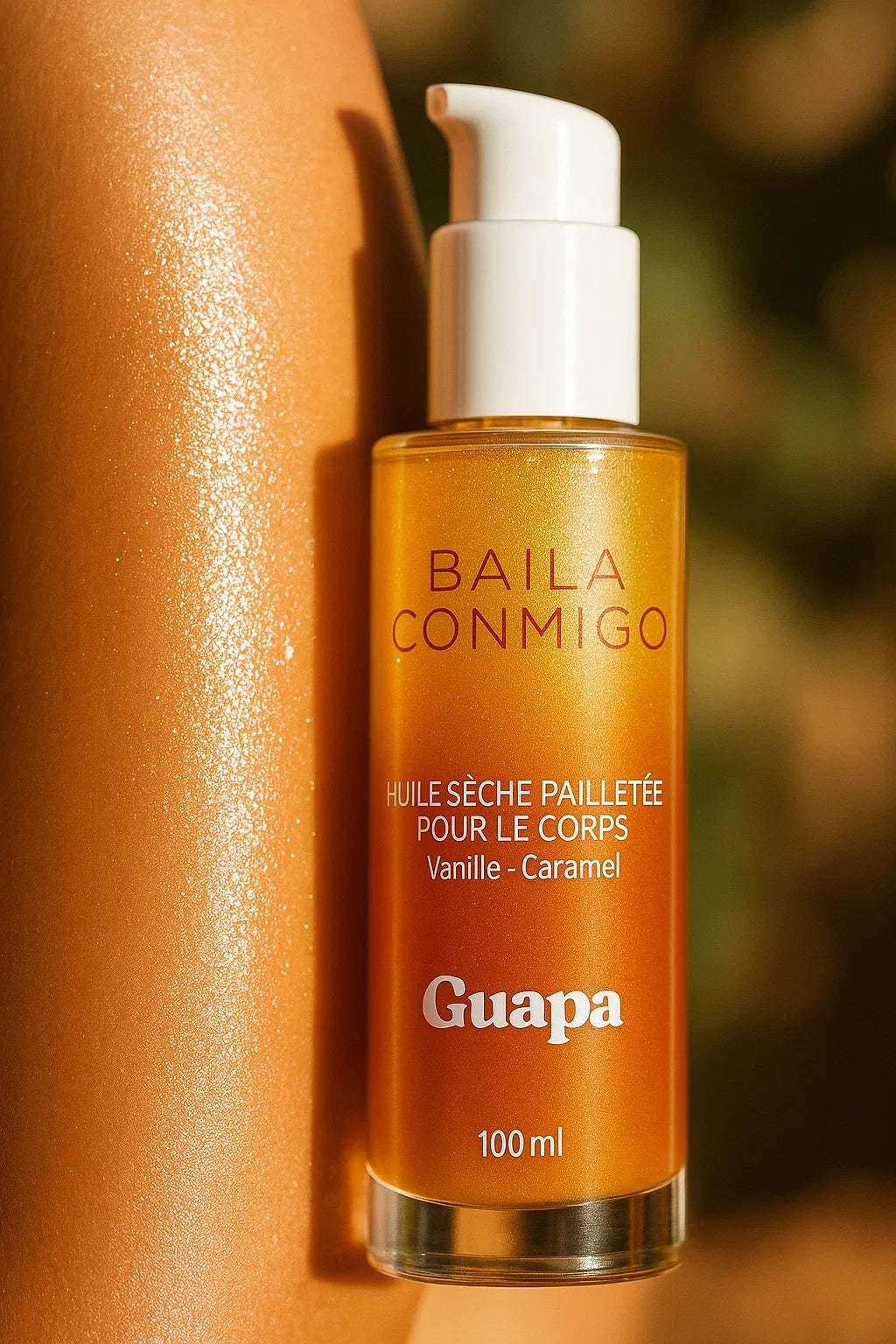 Huile sèche pailletée scintillante - Vanille et Caramel - 100 ml