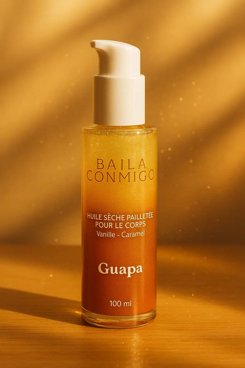 Huile sèche pailletée scintillante - Vanille et Caramel - 100 ml