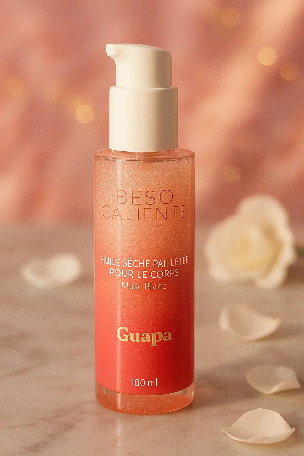 Huile sèche pailletée scintillante - Musc blanc - 100 ml