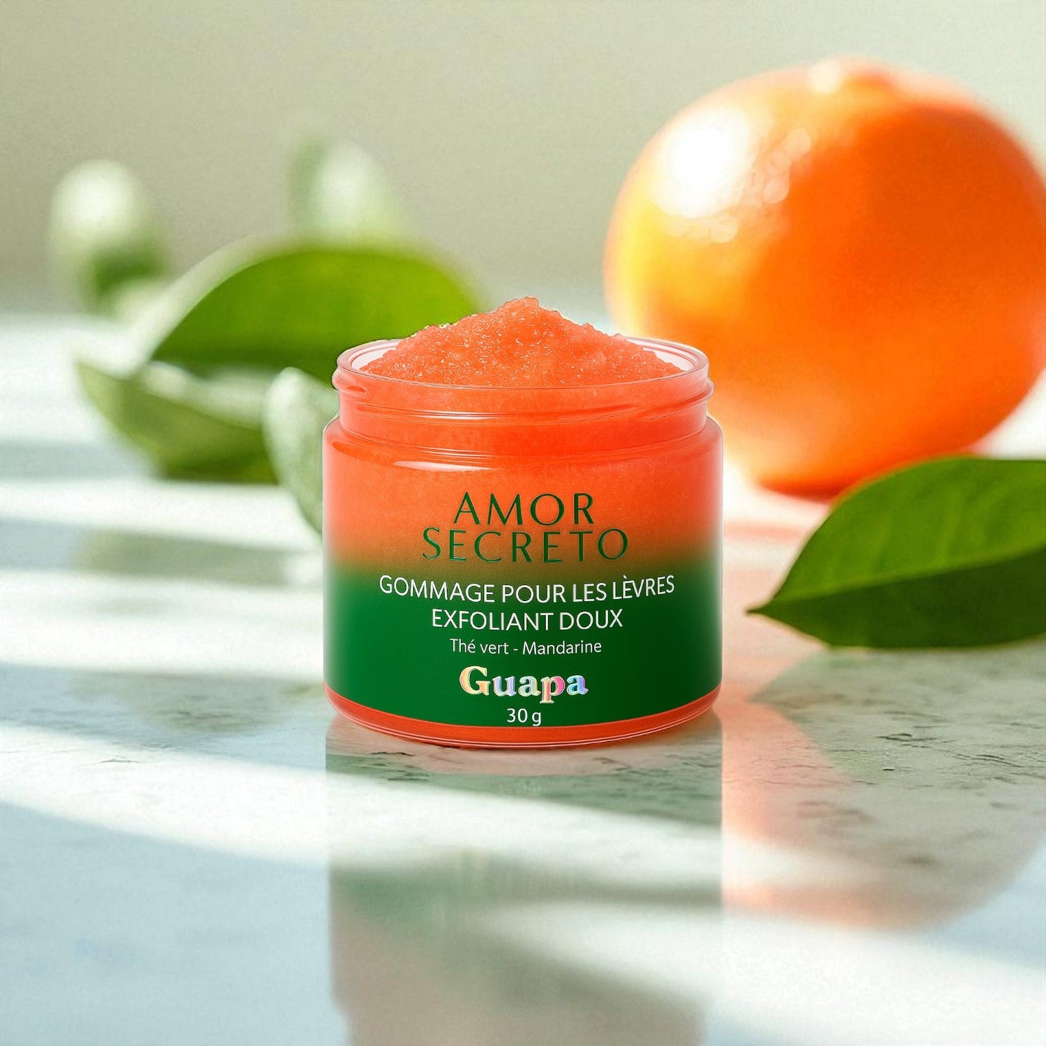 Gommage pour les lèvres exfoliant doux - Thé vert et Mandarine - 30 g