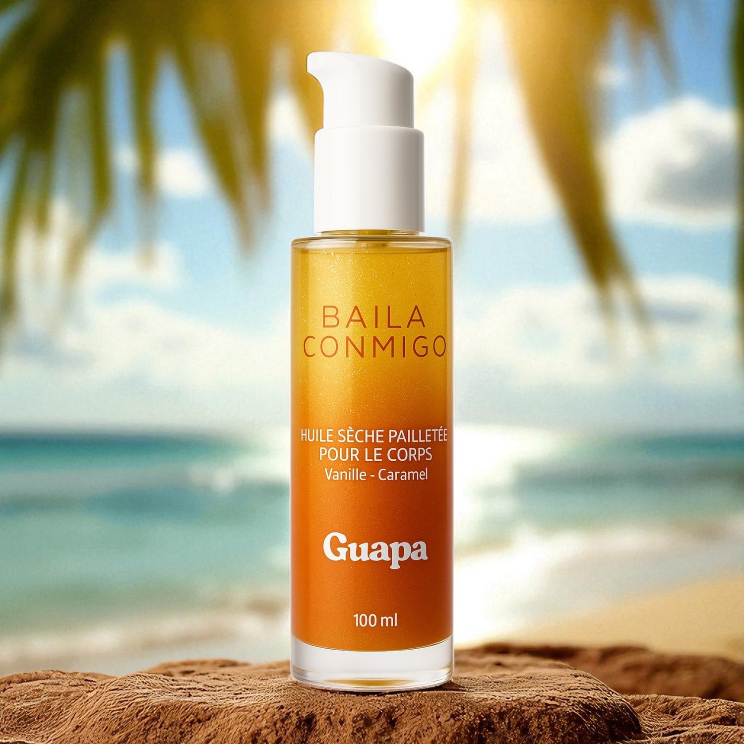 Huile sèche pailletée scintillante - Vanille et Caramel - 100 ml