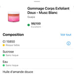 Note Yuka 98/100 Excellent – Gommage Corps Exfoliant Doux Musc Blanc GUAPA